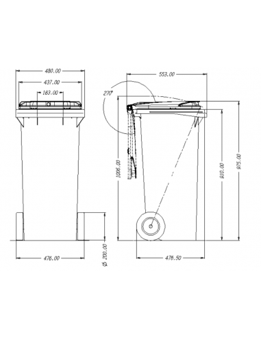 CONTENEDOR PROFESIONAL DE 120 LITROS CON RUEDAS