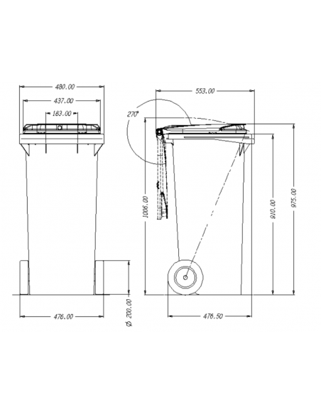 CONTENEDOR PROFESIONAL DE 120 LITROS CON RUEDAS